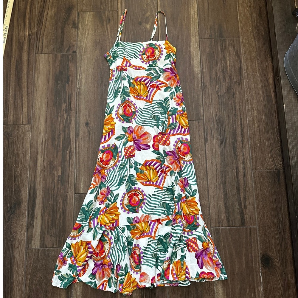 Paper Heart Sydney Australia Tropical Fruit Floral Maxi Dress Open Back Small